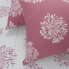 1 Single Bedsheet With 1 Pillow Cover | Durable & Long Lasting Fabric, Easy Hand & Machine Wash | Size - 55 X 88 Inches, White & Mauve