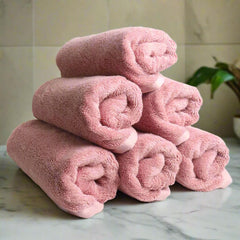 Heelium Bamboo Hand Towel 1200 Gsm | Ultra Absorbent & Anti-Bacterial 3x Softer Than Cotton Towels Pack Of 6 - Peach