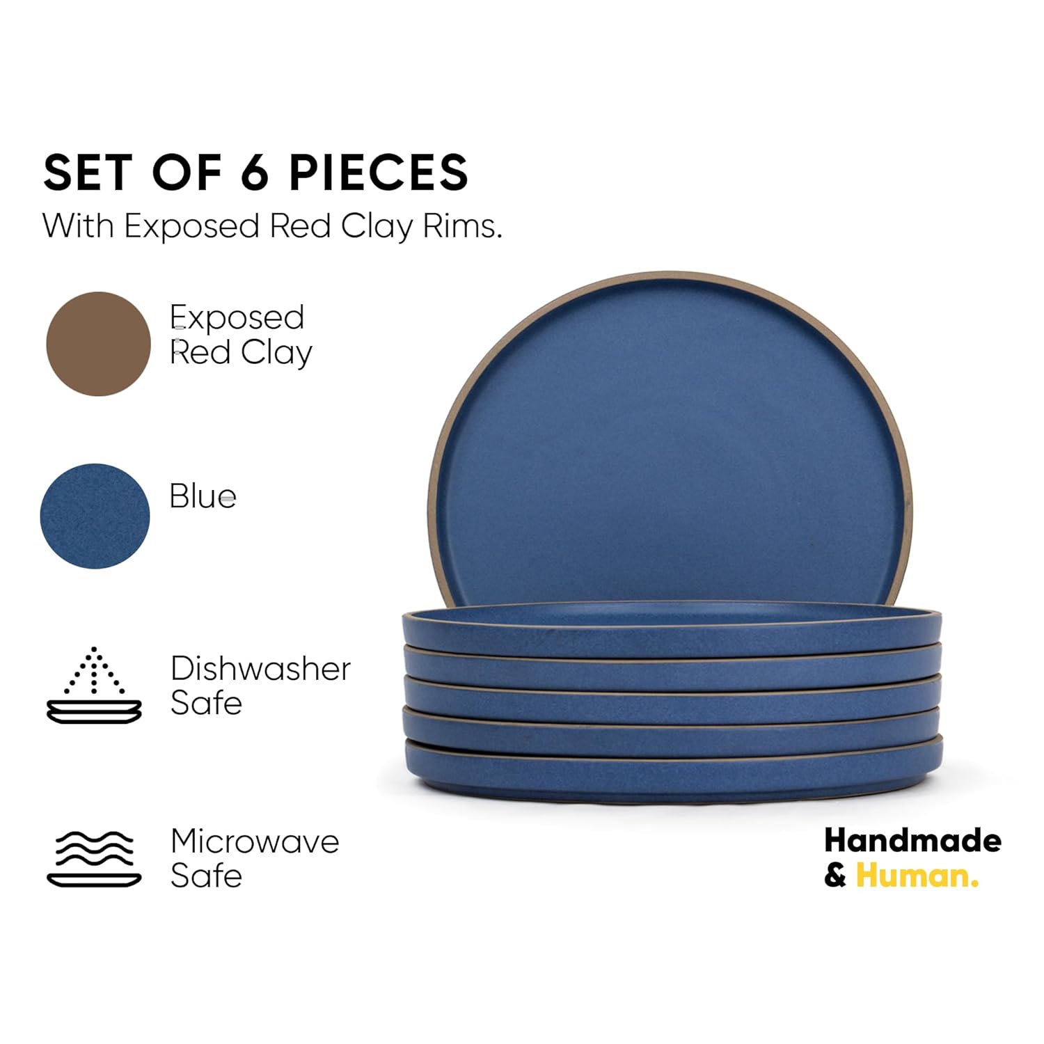 Ceramic Dinner Plates Set Of 6 Pieces, Blue | Ceramic Plates Set With Matte Finish - Premium Stoneware | Ceramic Dinner Plates - Japandi Dinner Plates Ceramic Dinner Plates Set Of 6 Pieces, Blue | Ceramic Plates Set With Matte Finish - Premium Stoneware | Ceramic Dinner Plates - Japandi Dinner Plates