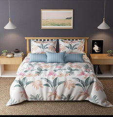 Cotton Bedsheets Feel All Around Elastic Fitted Floral Bedsheets For Double Bed With 2 Pillow Covers - 72x78x8 Inches, Yellow & Pink | Threadcount 320 King Size Bedsheet