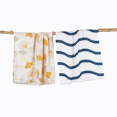 Doctor Towels Bamboo Bath Towels 460 Gsm | Super Soft & High Absorbency Towel, Light Weight, & Quick Dry Bath Towel Large Size - Twlight Wave, Gingko Garden (Pack Of 2)