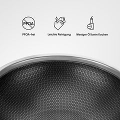 Artisan Hybrid Triply Non Stick Kadai With Lid, 2.4 Liters | Stainless Steel Kadhai, 24cm - Induction Friendly