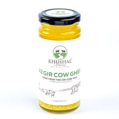Premium Natural A2 Gir Cow Ghee By Khushal Farms | High In Protein Fiber & Nutrients Healthy Desi Ghee Good For Glowing Skin | (250ml) 8.4 Ounce | Jar Pack