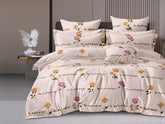 Double Bedsheet For King Size With 2 Matching Pillow Covers - 108 X 108 Inches, Peach | Glace Cotton Printed Bedsheet Lightweight, Soft & Smooth - Ideal For Home, Guest House