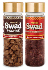 Panjon Swad Khatta Meetha Khajoor & Banarasi Paan Mouth Fresheners 230gm, (115gm *2 Bottles)