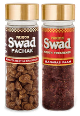 Panjon Swad Khatta Meetha Khajoor & Banarasi Paan Mouth Fresheners 230gm, (115gm *2 Bottles)