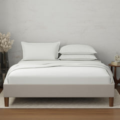 100% Cotton Plain Bedsheet Set With 4 Pillow Covers - 108 X 108 Inches, White | 300 Thread Count - Gift For Weddings Or Anniversary King Size Bedsheet