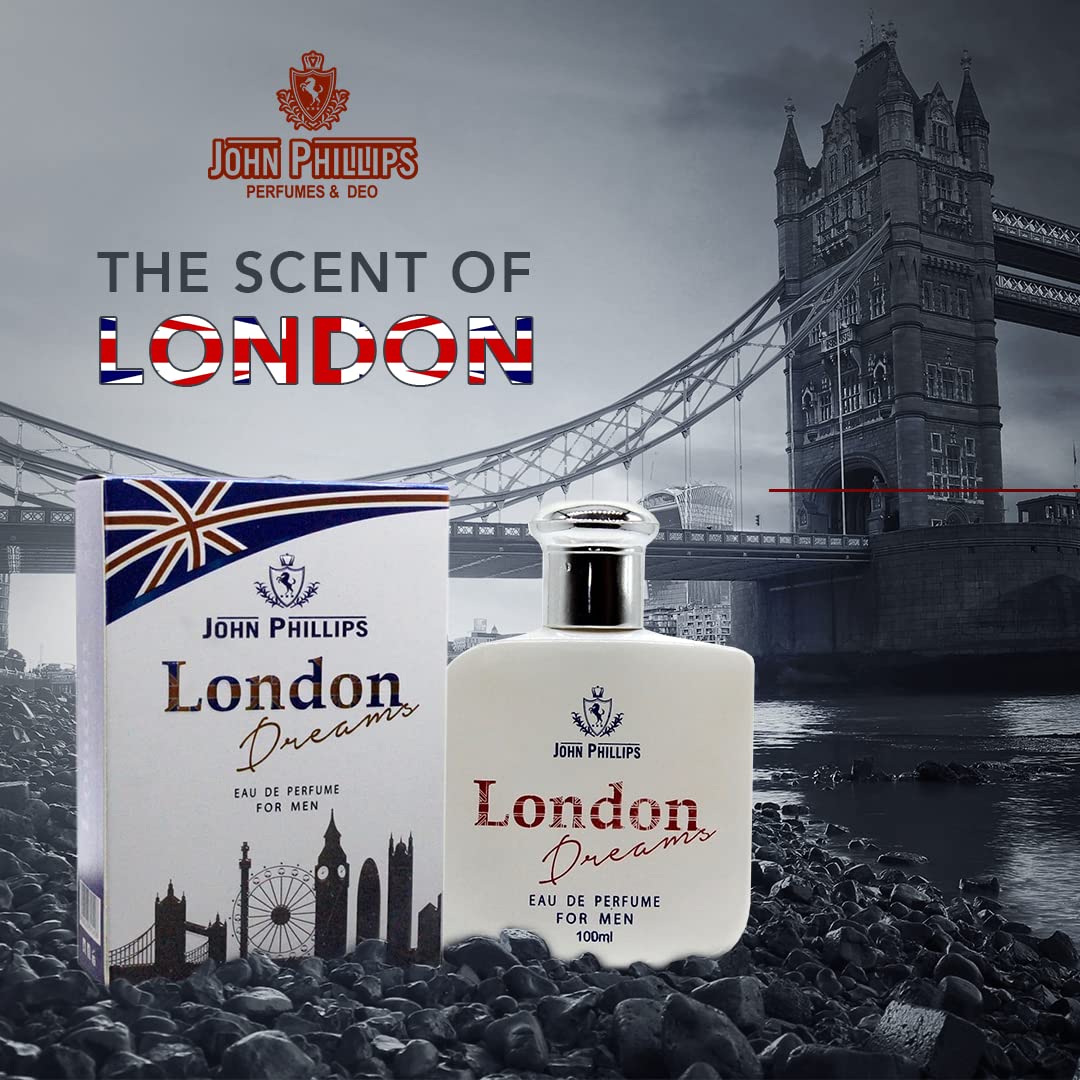 John Phillips Black 50ml 1.6 Fl.oz. & London Dreams 100ml 3.4 Fl.oz. Eau De Parfum | Long Lasting Fragrance For Men & Women John Phillips Black 50ml 1.6 Fl.oz. & London Dreams 100ml 3.4 Fl.oz. Eau De Parfum | Long Lasting Fragrance For Men & Women