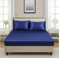 Elastic Fitted Bedsheet Queen Size With 2 Pillow Cover - 60 X 78 X 10 Inches, Blue | Lightweight & Breathable, Perfect For All Seasons