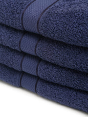 Creeva 100% Terry Cotton Hand Towels 800 Gsm | Highly Absorbent Super Soft, Quick Dry Sports Gym Workout Towel (Set Of 4) - Navy Blue