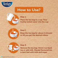 Tetley Masala Chai Flavored Tea - Pack Of 2 X 50 Tea Bags | Environment Friendly Tea Bags, Biodegradable - Caffeine Free, Plastic Free