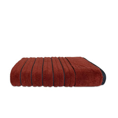 Spaces 100% Cotton Bath Towel 575 Gsm | Ribbed Texture High Absorbency High Loft Cotton Bath Towels (Burnt Orange)