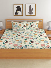 Double Bed Bedsheet With 2 Pillow Covers - 72 X 78 X 10 Inches, Multicolor | Elastic Fitted Printed King Size Bedsheet | Soft, Breathable & Wrinkle-Free