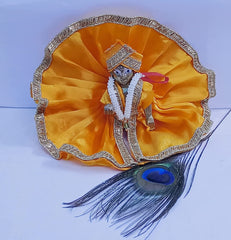 Gold Plated Krishan Kanhaiya, Laddu Gopal With Dress Idol, Brass, Golden, Idol - Medium Size No.4, Janmashtami Special For Home Temple, Handmade, Kanha Ji Statue, Combo