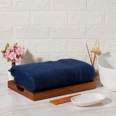 Kopa Quick Dry 100% Cotton Soft Terry Bath Towel 380 Gsm | Quick Dry 100% Cotton Super Absorbent, Lightweight (D'Ross) Bath Towel (Navy Blue)