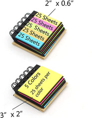 Spiral Sticky Note Pad Pocket Size (3 X 2 Inch) With Adhesive Notes (125 Leaves And 125 Flags)