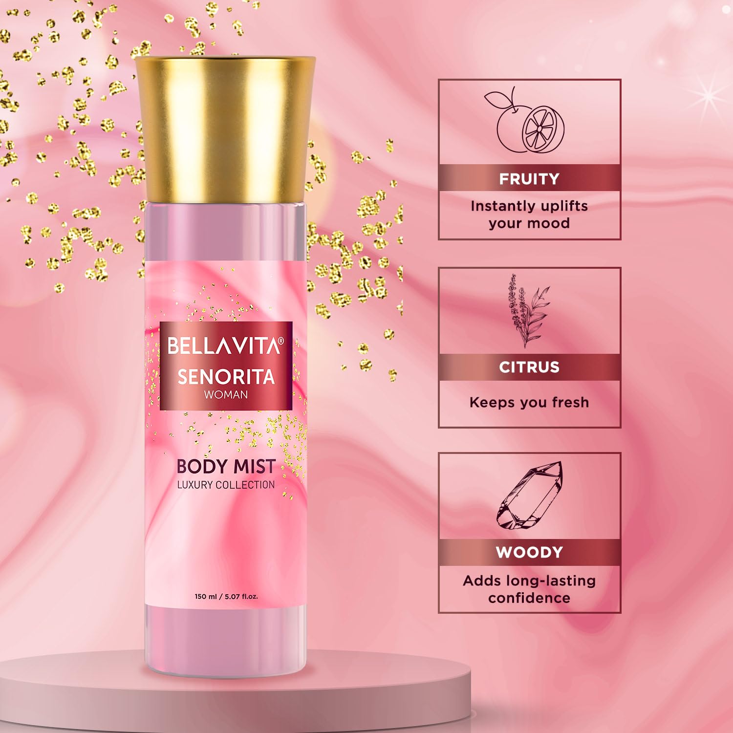 Bella Vita Luxury Senorita Woman Body Spray Mist 150ml 5.0 Fl.oz. Long Lasting Bella Vita Luxury Senorita Woman Body Spray Mist 150ml 5.0 Fl.oz. Long Lasting