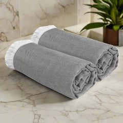 Heelium 100% Bamboo Bath Towel 800 Gsm | Ultra Soft & Lightweight Highly Absorbent & Fast Drying Turkish Bath Towel (Pack Of 2)- Dark Grey