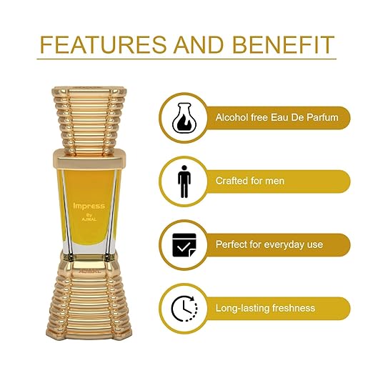 Ajmal Impress & Selfie Concentrated Attar Perfume Oil 10ml 0.3 Fl.oz. Each Pack Of 2 | Long Lasting & Alcohol-free | For Unisex Ajmal Impress & Selfie Concentrated Attar Perfume Oil 10ml 0.3 Fl.oz. Each Pack Of 2 | Long Lasting & Alcohol-free | For Unisex