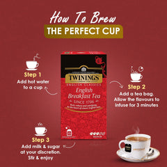 Twinings English Breakfast Tea - 25 Enveloped Teabags | English Classic Range Premium Black Tea - Medium Strength, Rich Flavor, High Caffeine
