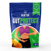 Blue Tea Caffeine Free Gut Protect Herbal Tea - 50 Pyramid Tea Bags In Zip Lock Pack | Antioxidants Support, Gut Protection - Gluten Free