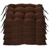 Chair Cushion Pad, Soft & Comfortable Sitting, Chair Pad - Brown | Microfiber Square Chair Pad With Ties | Chair Seat Cushion For Office & Home | Furniture Cushion, Washable - Pack Of 4