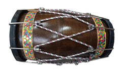 Professional Classical Dholak Nut & Bolt With Bag - Brown | Perfectly Symmetric Round Dholak - Dholak For Festival, Wedding, Satsang | Very Easy To Tune
