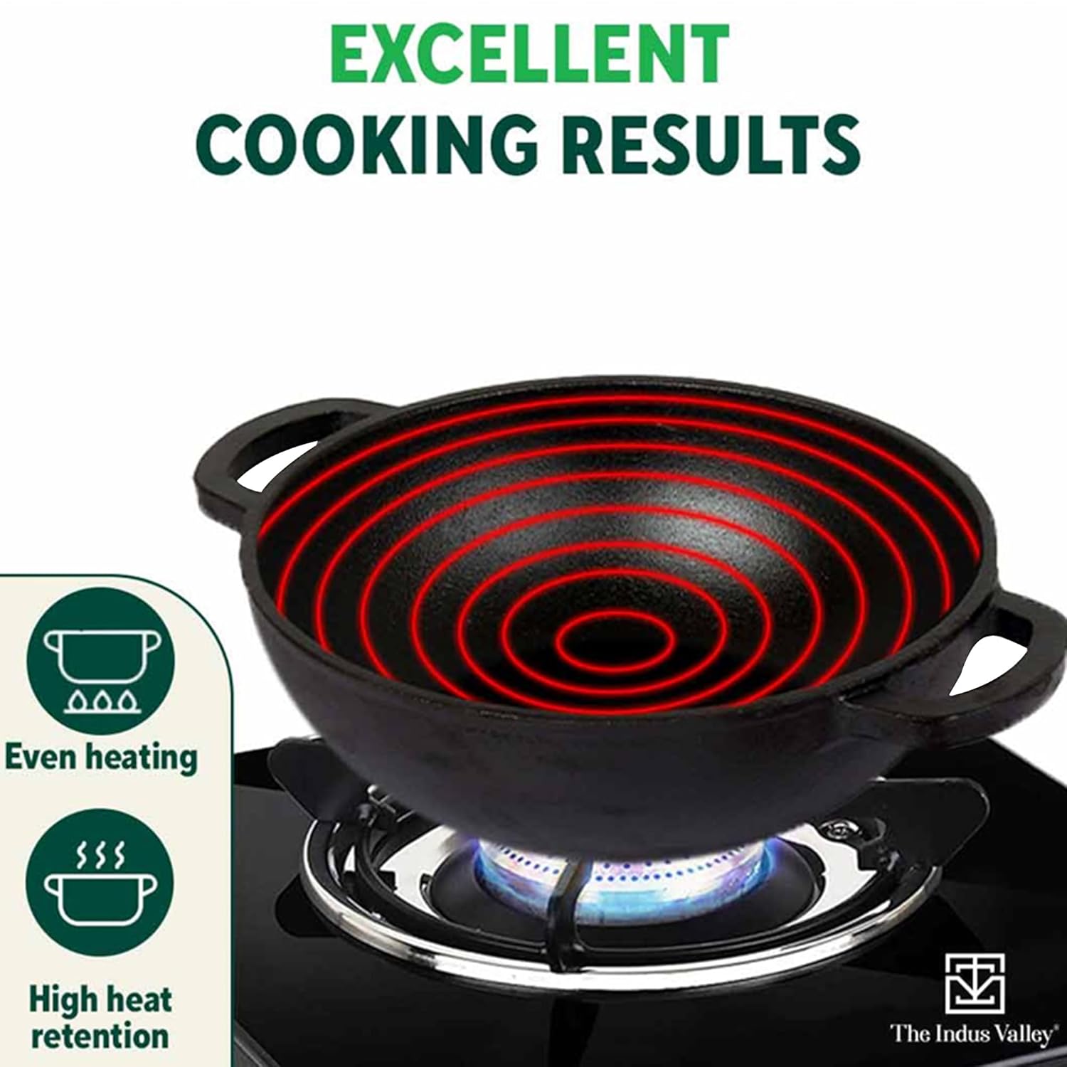 Super Smooth Cast Iron Kadai With Flat Handles & Silicon Grip - Medium, 25.4cm, 10 Inch, 2.5 Liters, 2.4 Kg | Naturally Nonstick, 100% Pure & Toxin-Free, No Chemical Coating Super Smooth Cast Iron Kadai With Flat Handles & Silicon Grip - Medium, 25.4cm, 10 Inch, 2.5 Liters, 2.4 Kg | Naturally Nonstick, 100% Pure & Toxin-Free, No Chemical Coating