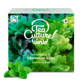 Tea Culture Of The World Moroccan Mint Green Tea - 16 Tea Bags | Promotes Healthy Skin - Premium First Quality Green Teabags | High Caffeine