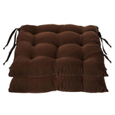 Chair Cushion Pad, Soft & Comfortable Sitting, Chair Pad - Brown Color | Microfiber Square Chair Pad With Ties | Chair Seat Cushion For Office & Home, Floor Pillow, Washable - Pack Of 2