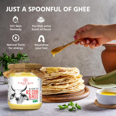 100% Natural Bilona Gir A2 Desi Ghee By First Bud Organics | Good Source Of Vitamin & Minerals Healthy Pure Desi Ghee Perfect For Halwa | (500ml) 16.9 Ounce | Jar Pack