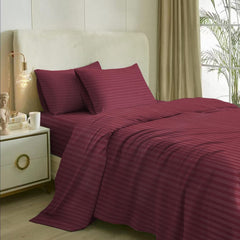 Queen Size Bed Sheet Includes 2 Pillow Covers - 88 X 98 Inches, Wine | Soft & Breathable Cotton Bedsheet For Double Bed | Ideal For Daily Home Use