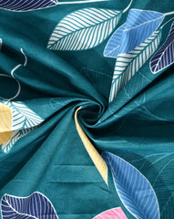 1 Double Bedsheet For King Size With 2 Large Pillow Cover - Size - 72 X 78 X 10 Inches, Dark Green | Cotton Feel All Around Elastic Fitted Glace Bedsheet