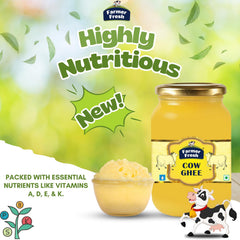 Pure Premium Cow Ghee By Farmer Fresh | Highly Nutritious Rich Flavor For Cooking & Ayurvedic Benefits Pure Desi Ghee | (1 Litr) 33.8 Ounce | Jar Pack