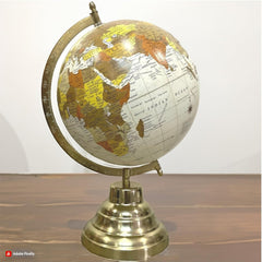 Rotating Globe With Gold Metal Arc & Sturdy Metal Base, Learning With This Antique-Style Globe, For Students, Pack Of 1