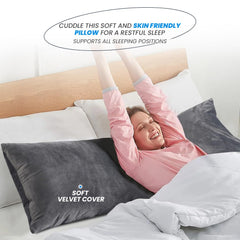 Full Body Support Hugging Pregnancy Pillow, Body Cuddle Sleeping Pillow, Grey | Relaxing Side Sleepers, Soft Long Bed Pillow With Premium Velvet Removable Cover | Multipurpose Hugging Pillow