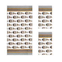 Mafatlal Madhuban Premium Waffle Cotton 1 Bath & 2 Hand Towel 700 Gsm | Hand Printed Quick Dry, Soft & Absorbent Towel (Dried Tobacco) - 3 Pcs