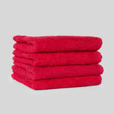 Kopa Quick Dry 100% Cotton Soft Terry Face Towel 640 Gsm | Quick Dry 100% Cotton Super Absorbent, Lightweight (D'Ross) Face Towel (Red)- Pack Of 4