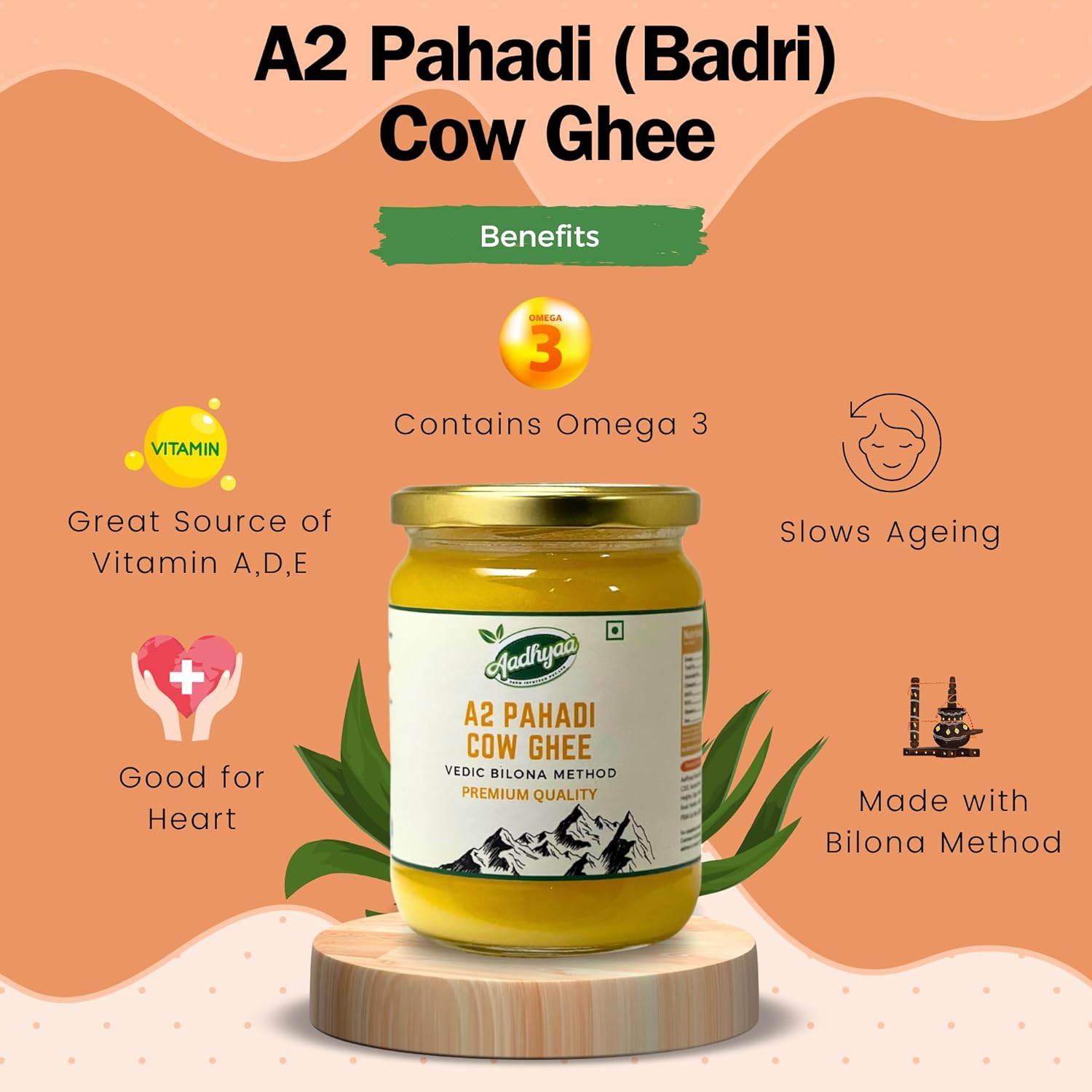 Organic Krishna A2 Desi Cow Ghee By Aadhyaa | Vedic Bilona Method Hand Churned Cultured Ghee Good For Dishes | (1 Litre) 33.8 Ounce | Jar Pack Organic Krishna A2 Desi Cow Ghee By Aadhyaa | Vedic Bilona Method Hand Churned Cultured Ghee Good For Dishes | (1 Litre) 33.8 Ounce | Jar Pack