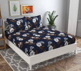 Microfiber Double Bedsheet For Queen Size With 2 Pillow Covers Soft | 86 X 88 Inches, Dark Blue - Double Bed With All Around Elastic | Soft & Smooth To The Touch