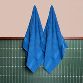 Himeya 100% Cotton Large Size Bath Towels 1000 Gsm | Soft & Absorbent - Blue (Pack Of 2)