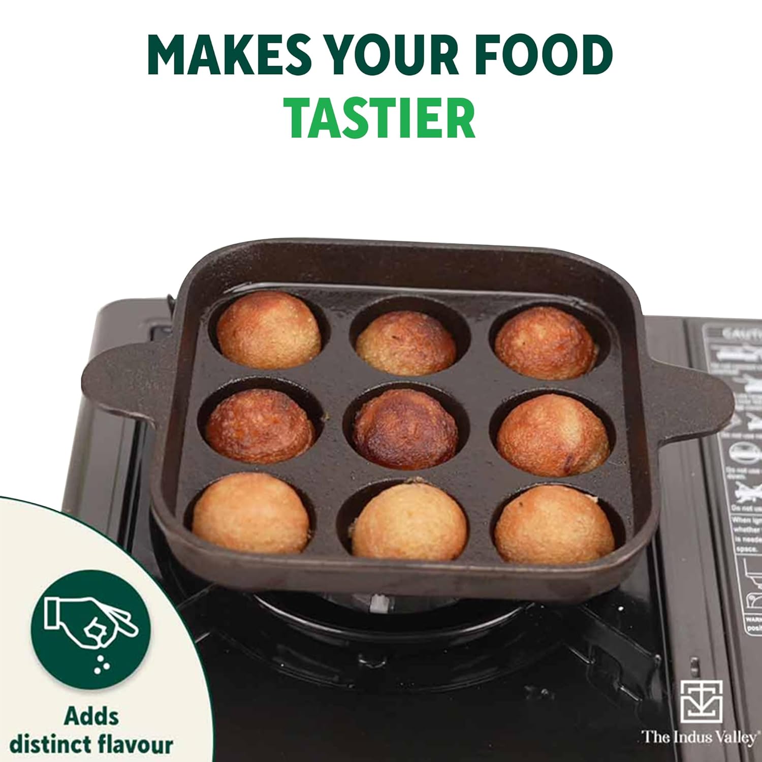 Pre-Seasoned Black Cast Iron Square Paniyaram Pan With Spatula - Small, 9 Pit, 9.4 Inch, 2.8 Kg | Induction Friendly - Nonstick Appe Or Paddu Pan,100% Pure & Toxin-Free, No Chemical Coating Pre-Seasoned Black Cast Iron Square Paniyaram Pan With Spatula - Small, 9 Pit, 9.4 Inch, 2.8 Kg | Induction Friendly - Nonstick Appe Or Paddu Pan,100% Pure & Toxin-Free, No Chemical Coating