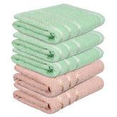 Kuber Industries Face Towel 1000 Gsm | Towels For Daily Use Workout Hand Towel | Lining Design | Pack Of 5 (Brown & Green)