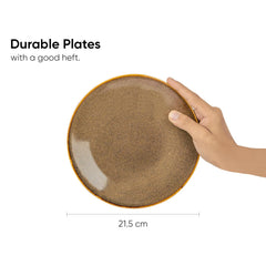 Quarter Plates Set Of 6, Brown Reactive Luxury Series | Stoneware Snacks Plates Set Of 6 | Dessert Plates - Snack Plates | Small Plates With Glossy Finish - Microwave Safe & Dishwasher Safe