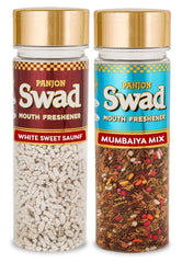 Panjon Swad White Sweet Saunf & Mumbaiya Mix Mouth Fresheners 500gm, (250gm *2 Bottles)