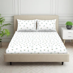 Breathable Pure Cotton King Size Bedsheet With 2 Pillow Covers - 72 X 78 Inches, White | Elastic Fitted Bedsheet | Durable Bedsheets For Everyday Comfort