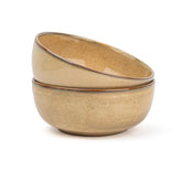 Ceramic Medium Bowl Set Of 2 Pieces - 18cm, Beige Reactive, 1000ml Each | Glossy Finish Stoneware Ceramic Serving Bowls | Ceramic Bowl - Pasta Serving Bowl | Microwave Safe