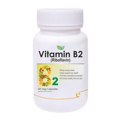 Biotrex Nutraceuticals Vitamin B2 (Riboflavin) Supplement , Boosts Energy Level | 60 Veg Capsules , 100gm 0.2lbs
