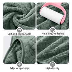 Housse Microfiber Nova Coral Fleece Face Towel 600 Gsm | Ultra Soft Super Absorbent Towels For Gym, Yoga & Beach (Green) - Pack Of 4