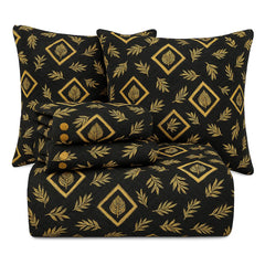 Bedding Set With 1 Pc Bedsheet, 2 Pc Cushion With Zip, 2 Pc Pillow Covers | 90 X 100 Inches, Black & Beige - Soft, Breathable, & Lightweight For All-Season Comfort